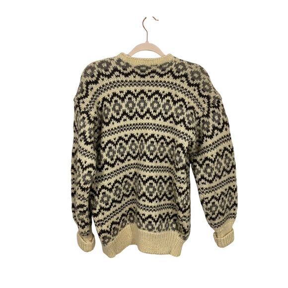 Musk Ox Womens S Oversized Cardigan 100% Pure Virgin Icelandic Wool Fair Isle - Picture 5 of 5